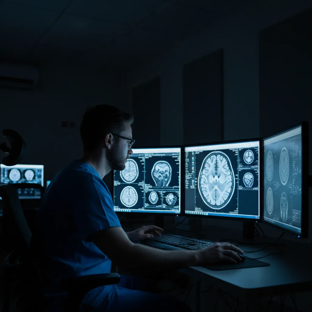 Radiologist viewing scans on MYAIRA platform