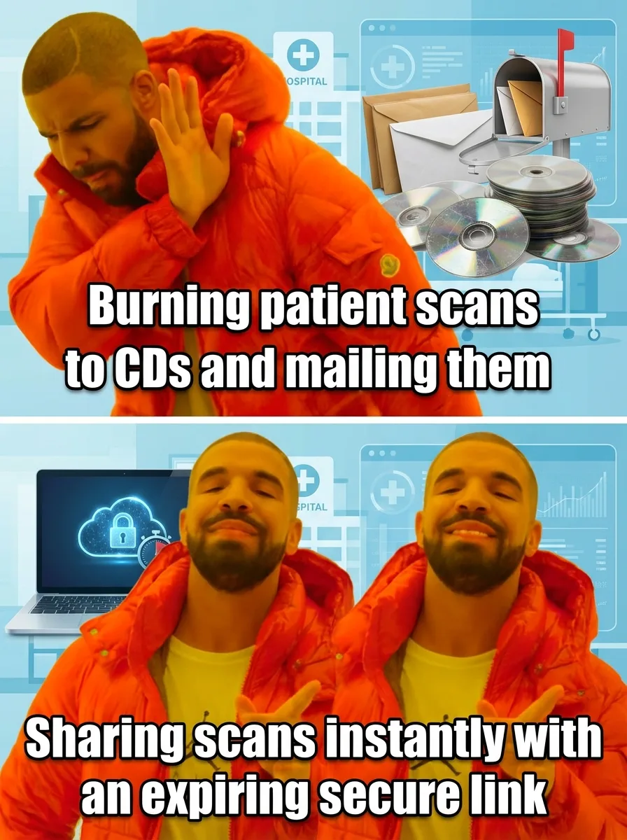 Meme: Drake rejects burning scans to CDs, approves sharing with secure expiring links